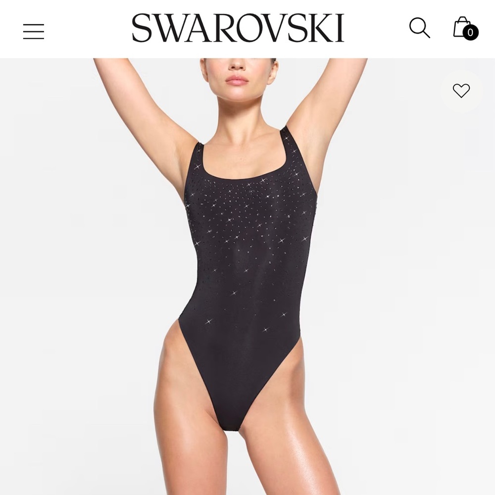 SOLD _ SKIMS X SWAROVSKI BLACK TANK BODYSUIT